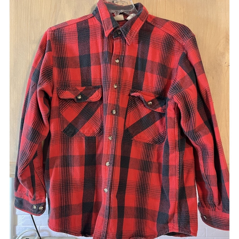 Vintage Five Brother Plaid Thick Flannel Shirt Mens Large USA MADE‎ Long Sleeve